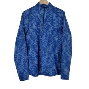 Lululemon Surge Warm Pullover Mockneck Blue Camo Running 1/2 Zip Sweatshirt